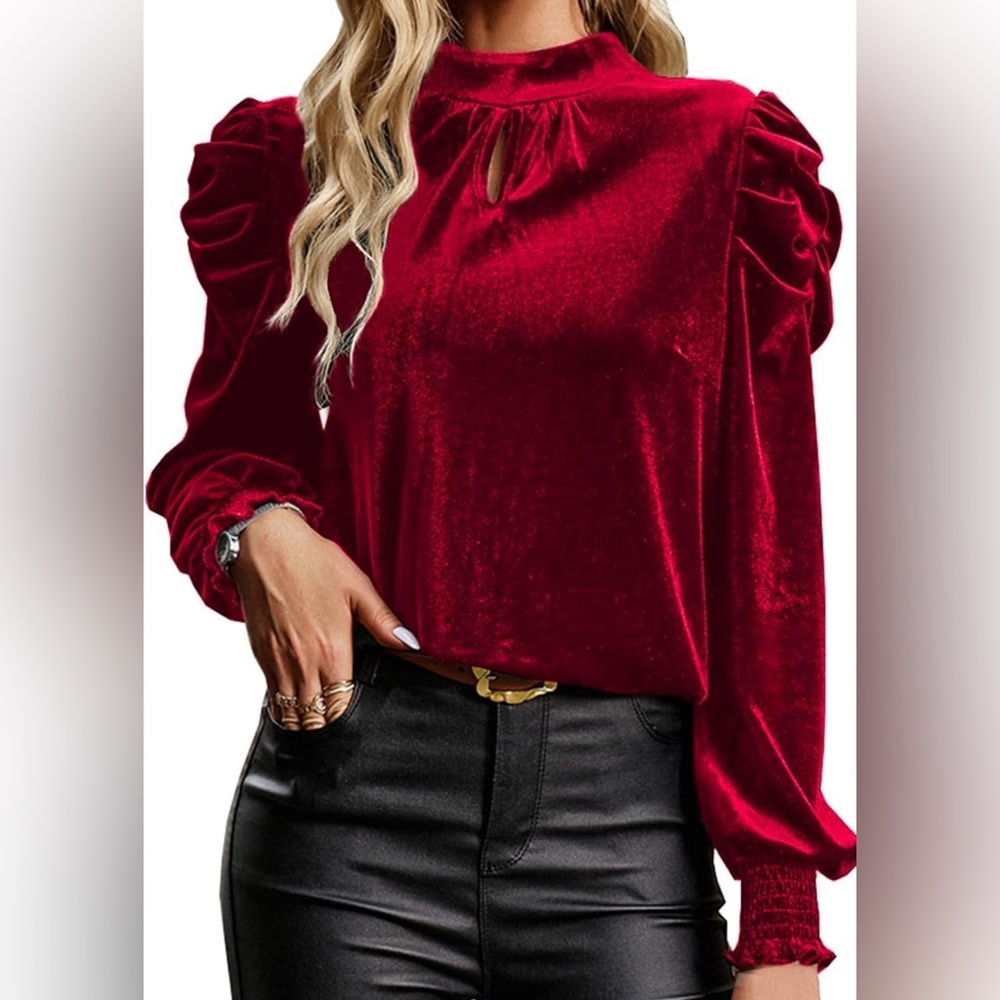 Elegant Red Velvet Women's Top